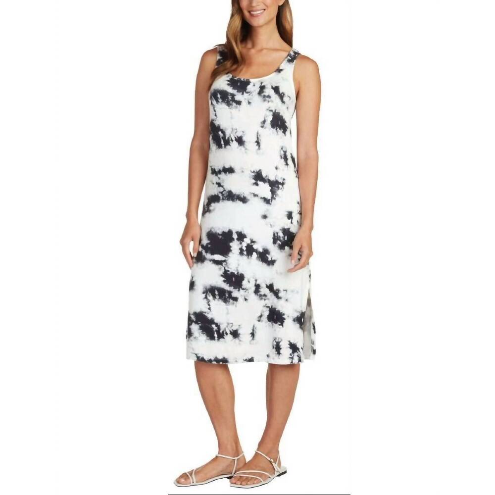 NEW MATTY M sleeveless tank dress in black tie dye